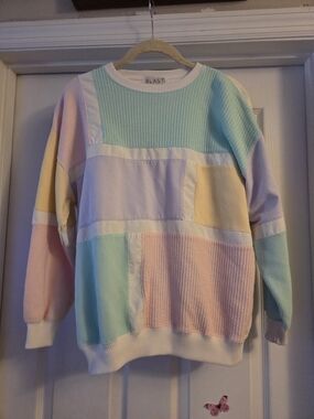 Sweater pastel color block vintage sweater Blast petites no size I guess small